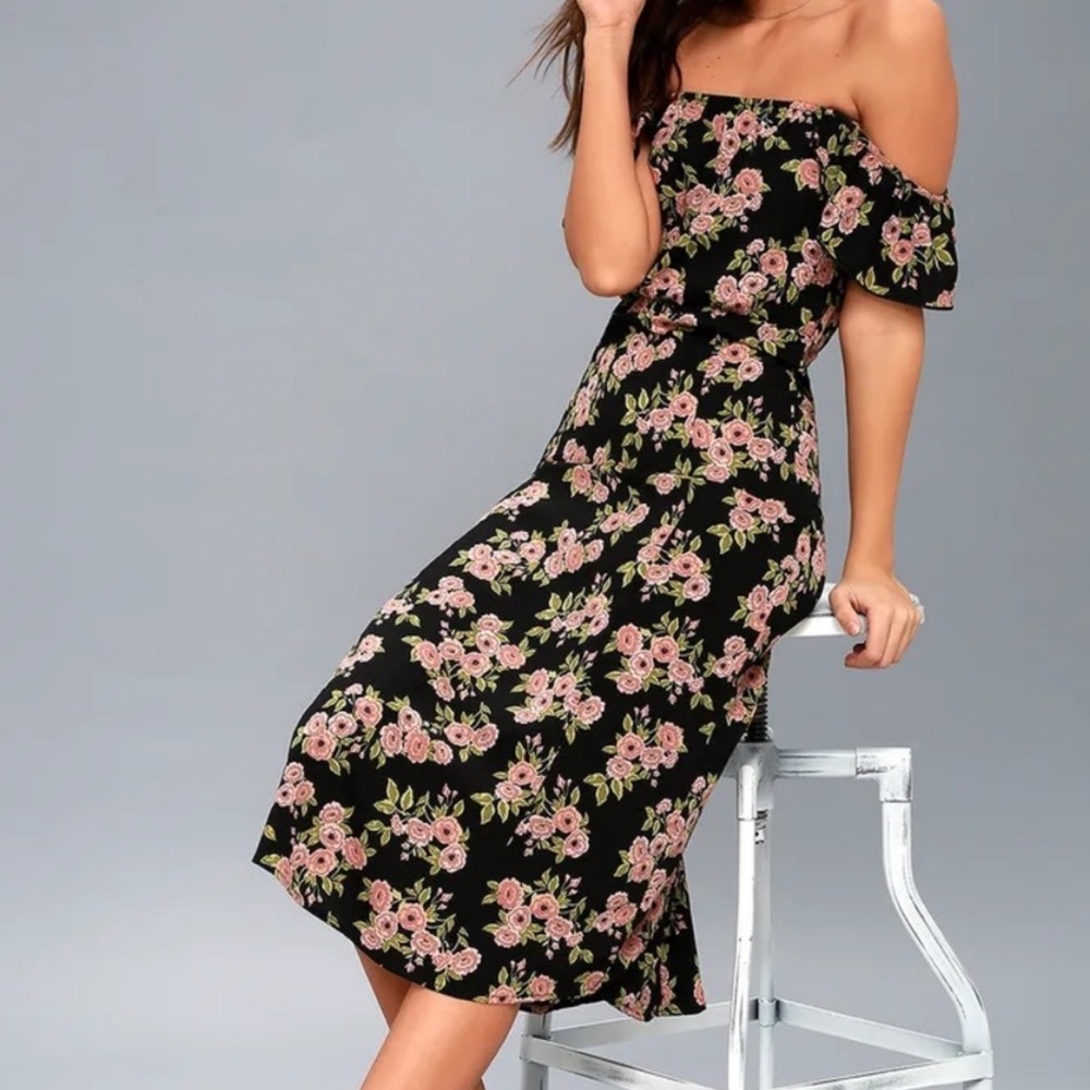 Muse Black and Pink Floral Maxi Dress